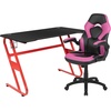 image:imageFlash Furniture Black Gaming Desk and RedBlack Racing Chair Set with Cup Holder Headphone Hook and MonitorSmartphone StandPink