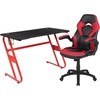 image:imageFlash Furniture Black Gaming Desk and RedBlack Racing Chair Set with Cup Holder Headphone Hook and MonitorSmartphone StandRed