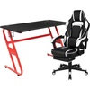 image:imageFlash Furniture Black Gaming Desk and RedBlack Racing Chair Set with Cup Holder Headphone Hook and MonitorSmartphone StandWhite
