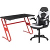 image:imageFlash Furniture Black Gaming Desk and RedBlack Racing Chair Set with Cup Holder Headphone Hook and MonitorSmartphone StandWhite