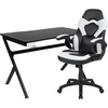 image:imageFlash Furniture Black Gaming Desk and RedBlack Racing Chair Set with Cup Holder Headphone Hook and MonitorSmartphone StandWhite