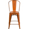 image:imageFlash Furniture Blake Commercial Grade 4 Pack 24 High Distressed Orange Metal IndoorOutdoor Counter Height Stool with Back