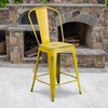 image:imageFlash Furniture Blake Commercial Grade 4 Pack 24 High Distressed Yellow Metal IndoorOutdoor Counter Height Stool with Back