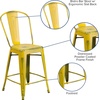 image:imageFlash Furniture Blake Commercial Grade 4 Pack 24 High Distressed Yellow Metal IndoorOutdoor Counter Height Stool with Back