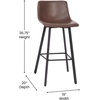 image:imageFlash Furniture Caleb Modern Armless 24 Inch Counter Height Stools Commercial Grade with Footrests and Matte Metal Frames Set of 2Chocolate Brown LeathersoftBlack