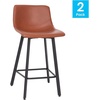 image:imageFlash Furniture Caleb Modern Armless 24 Inch Counter Height Stools Commercial Grade with Footrests and Matte Metal Frames Set of 2Cognac LeathersoftBlack