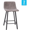 image:imageFlash Furniture Caleb Modern Armless 24 Inch Counter Height Stools Commercial Grade with Footrests and Matte Metal Frames Set of 2Gray LeathersoftBlack