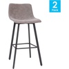 image:imageFlash Furniture Caleb Modern Commercial Barstools with Footrests  Gray LeatherSoft 30 Inch  Black Matte Iron Frame  Armless  Set of 2