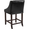 image:imageFlash Furniture Carmel Series 24 High Transitional Tufted Walnut Counter Height Stool with Accent Nail Trim in Dark Gray FabricBlack Leathersoft
