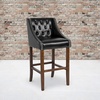 image:imageFlash Furniture Carmel Series 24 High Transitional Tufted Walnut Counter Height Stool with Accent Nail Trim in Dark Gray FabricBlack Leathersoft