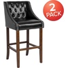 image:imageFlash Furniture Carmel Series 24 High Transitional Tufted Walnut Counter Height Stool with Accent Nail Trim in Dark Gray FabricBlack Leathersoft
