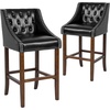 image:imageFlash Furniture Carmel Series 24 High Transitional Tufted Walnut Counter Height Stool with Accent Nail Trim in Dark Gray FabricBlack Leathersoft