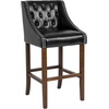 image:imageFlash Furniture Carmel Series 24 High Transitional Tufted Walnut Counter Height Stool with Accent Nail Trim in Dark Gray FabricBlack Leathersoft