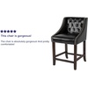 image:imageFlash Furniture Carmel Series 24 High Transitional Tufted Walnut Counter Height Stool with Accent Nail Trim in Dark Gray FabricBlack Leathersoft