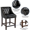 image:imageFlash Furniture Carmel Series 24 High Transitional Tufted Walnut Counter Height Stool with Accent Nail Trim in Dark Gray FabricBlack Leathersoft