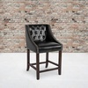 image:imageFlash Furniture Carmel Series 24 High Transitional Tufted Walnut Counter Height Stool with Accent Nail Trim in Dark Gray FabricBlack Leathersoft