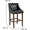 image:imageFlash Furniture Carmel Series 24 High Transitional Tufted Walnut Counter Height Stool with Accent Nail Trim in Dark Gray FabricBlack Leathersoft