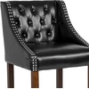 image:imageFlash Furniture Carmel Series 24 High Transitional Tufted Walnut Counter Height Stool with Accent Nail Trim in Dark Gray FabricBlack Leathersoft