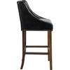 image:imageFlash Furniture Carmel Series 24 High Transitional Tufted Walnut Counter Height Stool with Accent Nail Trim in Dark Gray FabricBlack Leathersoft