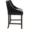 image:imageFlash Furniture Carmel Series 24 High Transitional Tufted Walnut Counter Height Stool with Accent Nail Trim in Dark Gray FabricBlack Leathersoft