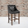 image:imageFlash Furniture Carmel Series 24 High Transitional Tufted Walnut Counter Height Stool with Accent Nail Trim in Dark Gray FabricBlack Leathersoft
