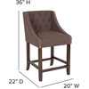 image:imageFlash Furniture Carmel Series 24 High Transitional Tufted Walnut Counter Height Stool with Accent Nail Trim in Dark Gray FabricBrown Fabric