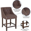 image:imageFlash Furniture Carmel Series 24 High Transitional Tufted Walnut Counter Height Stool with Accent Nail Trim in Dark Gray FabricBrown Fabric