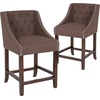 image:imageFlash Furniture Carmel Series 24 High Transitional Tufted Walnut Counter Height Stool with Accent Nail Trim in Dark Gray FabricBrown Fabric