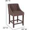 image:imageFlash Furniture Carmel Series 24 High Transitional Tufted Walnut Counter Height Stool with Accent Nail Trim in Dark Gray FabricBrown Fabric