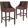 image:imageFlash Furniture Carmel Series 24 High Transitional Tufted Walnut Counter Height Stool with Accent Nail Trim in Dark Gray FabricBrown Fabric