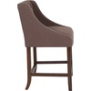 image:imageFlash Furniture Carmel Series 24 High Transitional Tufted Walnut Counter Height Stool with Accent Nail Trim in Dark Gray FabricBrown Fabric