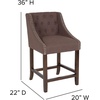 image:imageFlash Furniture Carmel Series 24 High Transitional Tufted Walnut Counter Height Stool with Accent Nail Trim in Dark Gray FabricBrown Fabric