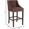 image:imageFlash Furniture Carmel Series 24 High Transitional Tufted Walnut Counter Height Stool with Accent Nail Trim in Dark Gray FabricBrown Fabric