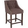 image:imageFlash Furniture Carmel Series 24 High Transitional Tufted Walnut Counter Height Stool with Accent Nail Trim in Dark Gray FabricBrown Fabric