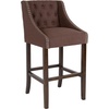 image:imageFlash Furniture Carmel Series 24 High Transitional Tufted Walnut Counter Height Stool with Accent Nail Trim in Dark Gray FabricBrown Fabric