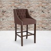 image:imageFlash Furniture Carmel Series 24 High Transitional Tufted Walnut Counter Height Stool with Accent Nail Trim in Dark Gray FabricBrown Fabric