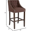 image:imageFlash Furniture Carmel Series 24 High Transitional Tufted Walnut Counter Height Stool with Accent Nail Trim in Dark Gray FabricBrown Fabric