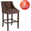 image:imageFlash Furniture Carmel Series 24 High Transitional Tufted Walnut Counter Height Stool with Accent Nail Trim in Dark Gray FabricBrown Fabric