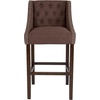 image:imageFlash Furniture Carmel Series 24 High Transitional Tufted Walnut Counter Height Stool with Accent Nail Trim in Dark Gray FabricBrown Fabric