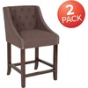 image:imageFlash Furniture Carmel Series 24 High Transitional Tufted Walnut Counter Height Stool with Accent Nail Trim in Dark Gray FabricBrown Fabric