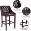 image:imageFlash Furniture Carmel Series 24 High Transitional Tufted Walnut Counter Height Stool with Accent Nail Trim in Dark Gray FabricBrown Leathersoft
