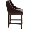 image:imageFlash Furniture Carmel Series 24 High Transitional Tufted Walnut Counter Height Stool with Accent Nail Trim in Dark Gray FabricBrown Leathersoft