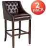 image:imageFlash Furniture Carmel Series 24 High Transitional Tufted Walnut Counter Height Stool with Accent Nail Trim in Dark Gray FabricBrown Leathersoft