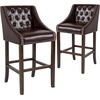 image:imageFlash Furniture Carmel Series 24 High Transitional Tufted Walnut Counter Height Stool with Accent Nail Trim in Dark Gray FabricBrown Leathersoft