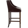 image:imageFlash Furniture Carmel Series 24 High Transitional Tufted Walnut Counter Height Stool with Accent Nail Trim in Dark Gray FabricBrown Leathersoft