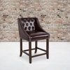 image:imageFlash Furniture Carmel Series 24 High Transitional Tufted Walnut Counter Height Stool with Accent Nail Trim in Dark Gray FabricBrown Leathersoft