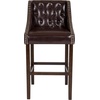 image:imageFlash Furniture Carmel Series 24 High Transitional Tufted Walnut Counter Height Stool with Accent Nail Trim in Dark Gray FabricBrown Leathersoft
