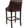 image:imageFlash Furniture Carmel Series 24 High Transitional Tufted Walnut Counter Height Stool with Accent Nail Trim in Dark Gray FabricBrown Leathersoft