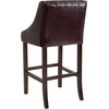 image:imageFlash Furniture Carmel Series 24 High Transitional Tufted Walnut Counter Height Stool with Accent Nail Trim in Dark Gray FabricBrown Leathersoft