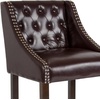 image:imageFlash Furniture Carmel Series 24 High Transitional Tufted Walnut Counter Height Stool with Accent Nail Trim in Dark Gray FabricBrown Leathersoft